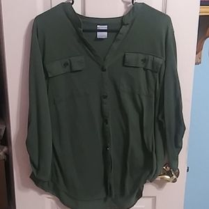XXL long sleeve button up shirt dark green